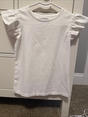Ollie Jay Girls' White Ruffle Sleeve Tee